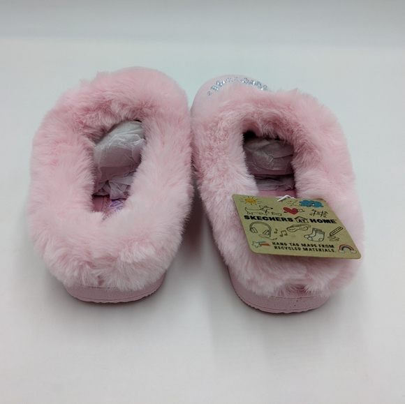 Skechers Girls Pink Sleepy Slides Radiant Star Fur Lined 302943L Kids Size 12 - Picture 5 of 12